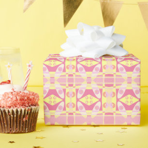 Papel De Presente Bohemian Chintz 24 Bubblegum Amarelo Rosa
