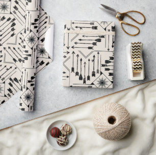 Papel De Presente Boho Arrows e Sun V12 ID748