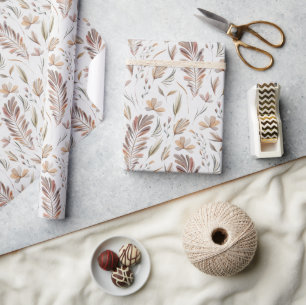 Papel De Presente Boho Autumn Fall Foliage Green