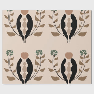 Papel De Presente Boho Botânico Terroso Feminino Padrão Natureza