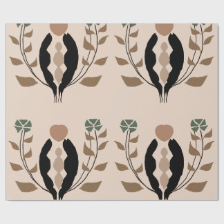 Papel De Presente Boho Botânico Terroso Feminino Padrão Natureza