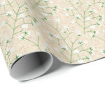 Papel De Presente Boho Chic Baptism<br><div class="desc">Adicione um toque encantador e etéreo às suas festas com este papel de embrulho com belas flores do hálito do bebê a aquarelas. Este adorável padrão também é perfeito para decoração de chás de fraldas e artesanatos!</div>