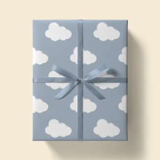 Papel De Presente Boho Clouds Sky Simple Gender Neutral Kids Blue