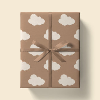 Papel De Presente Boho Clouds Sky Simple Gender Neutral Kids Tan