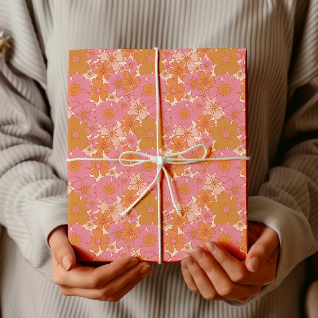 Papel De Presente Boho Cor-de-Rosa Vibrante para Groovy (Criador carregado)