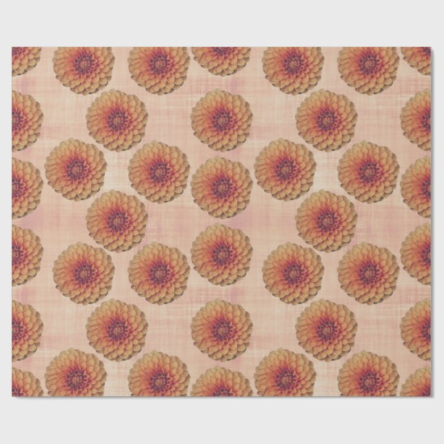Papel De Presente Boho Dahlia Floral Rustic Country Wrapping Paper (Aberto)