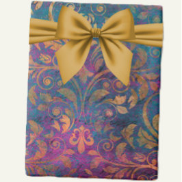 Papel De Presente Boho damask elegante azul roxo