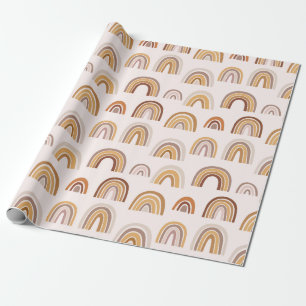 Papel De Presente Boho Desert Rainbow Abstrato Arch Pattern Taupe