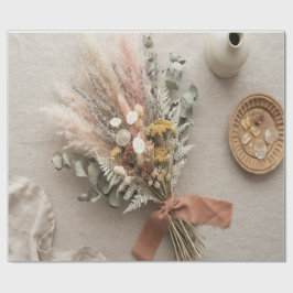 Papel De Presente Boho Dried Flowers Wrapping Paper