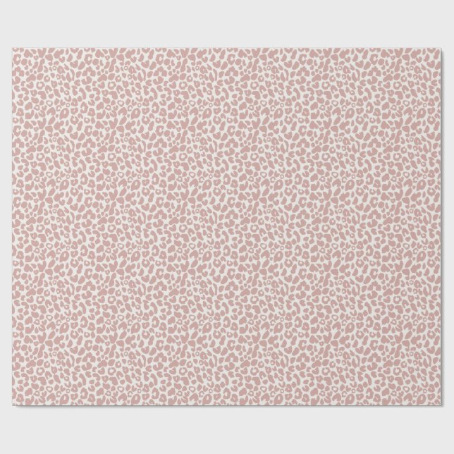 Papel De Presente Boho Dusty Rose Leopard Print  (Aberto)