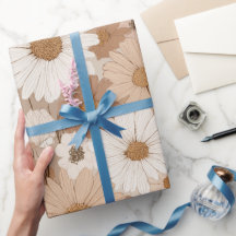 Boho Earth Tone Daisy Tan Floral Pattern