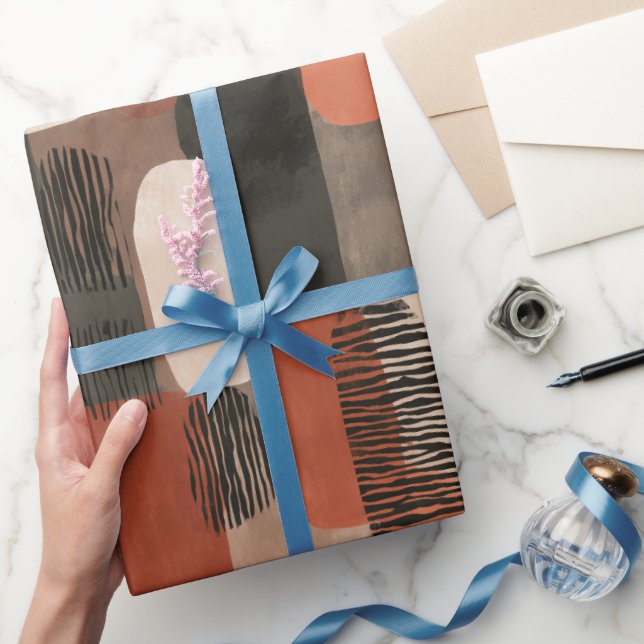 Papel De Presente Boho Earth Tones Terracotta Abstract Pattern (Presentear)