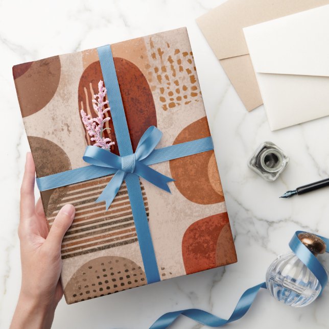 Papel De Presente Boho Earth Tones Terracotta Abstract Pattern (Presentear)