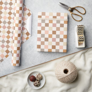 Papel De Presente Boho Earthy Check Checkerboard Checkered Girly