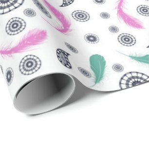 Papel De Presente Boho empluma-se étnico