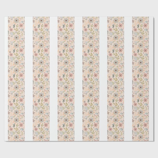 Papel De Presente Boho Floral Wrapping Paper Pattern-Cute Aesthetic (Aberto)
