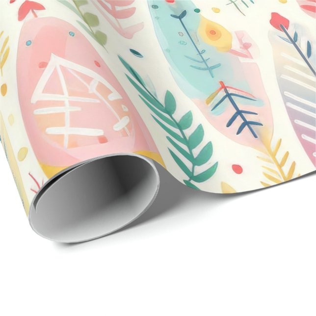 Papel De Presente Boho fofo pastel (Ponta do rolo)