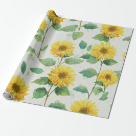 Papel De Presente Boho Girassol Amarelo Padrão Floral Primavera Verã