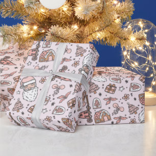Papel De Presente Boho Girly Pink - Papais noeis de Natal
