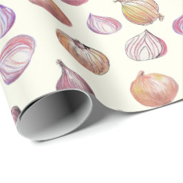 Papel De Presente Boho Kitchen Onions Produtos Hortícolas Ilustrados