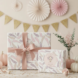 Papel De Presente Boho Little Turkey & Feather Baby Girl Chá