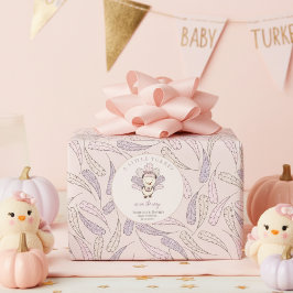 Papel De Presente Boho Little Turkey & Feather Baby Girl Chá