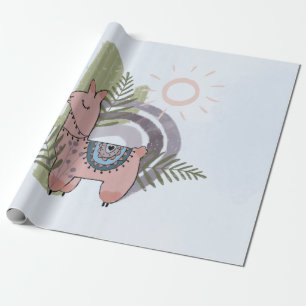 Papel De Presente Boho Llama