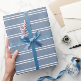 Papel De Presente Boho Modern Gender Neutral Striped Coastal Blue
