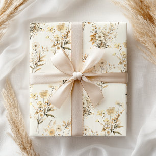 Papel De Presente Boho Neutral Beige Bridal Floral
