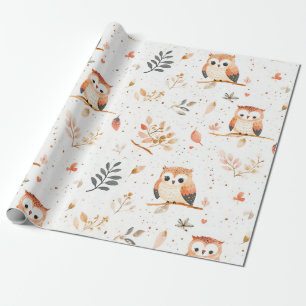 Papel De Presente Boho Nursery Owls