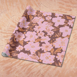 Papel De Presente Boho Orange Rust All Occasion Floral Gift Wrap