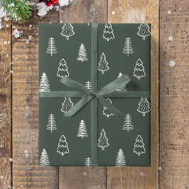 Papel De Presente Boho Pine Trees Modern Christmas Minimalist Forest