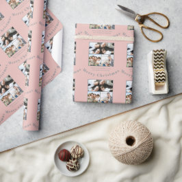 Papel De Presente Boho Poeira Rosa Marrom 3 Fotos de Família Natal