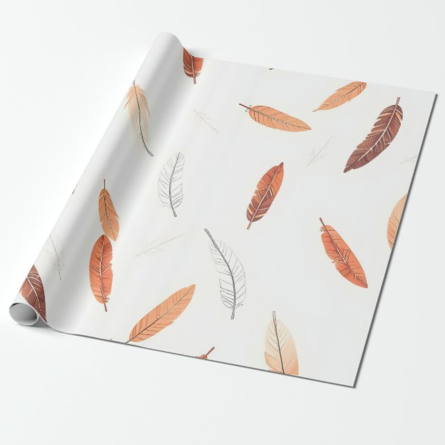 Papel De Presente Boho Popular Feathers Luxury Collection (Desenrolado)