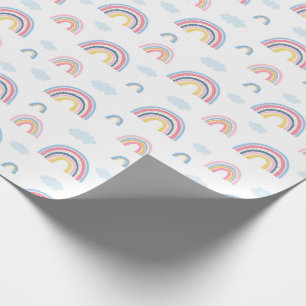 Papel De Presente Boho Rainbots rosa azul Bonito