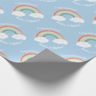 Papel De Presente Boho Rainbow Chá de fraldas Blue Boy