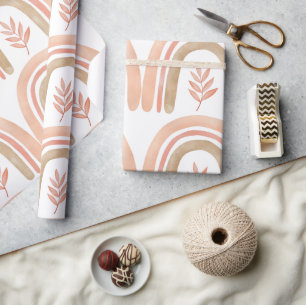 Papel De Presente Boho Rainbow White, Pink e Green Girls