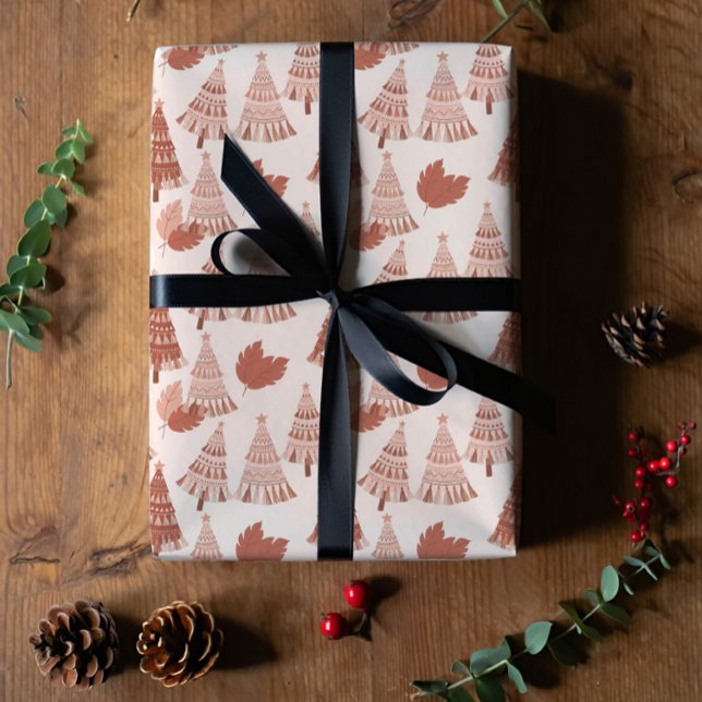 Papel De Presente Boho tassel and Christmas ornaments design  (Criador carregado)
