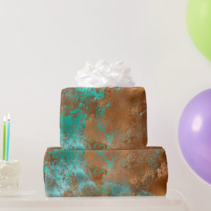 Papel De Presente Boho Teal Copper Grunge