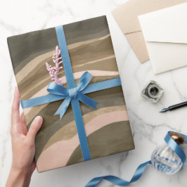 Papel De Presente Boho Terra Marrom Oliva Padrão Abstrato Orgânico