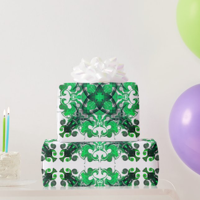 Papel De Presente Boho verde-Elegante boêmico (Presentes para festas)