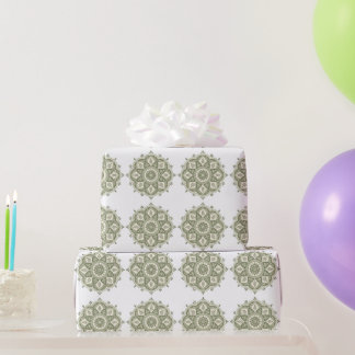 Papel De Presente Boho Verde Sage Mandala