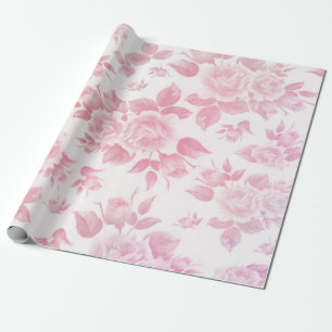 Papel De Presente Boho vintage country chic rosas brancas-rosa flora