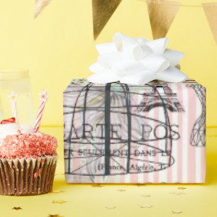 Papel De Presente Boho vintage manequim rosas rosa pretas florais