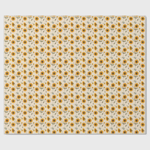 Papel De Presente Boho Vintage Sunflower & Berries Pattern Throw Pil