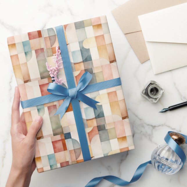 Papel De Presente Boho Watercolor Abstrato Art (Presentear)