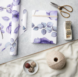 Papel De Presente Boho Watercolor Purple Berry Floral Chá de fraldas