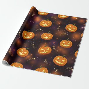 Papel De Presente Bokeh de Halloween Abóbora Iluminada (4)