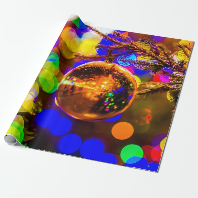 Papel De Presente Bola Amarela, Luzes Brilhantes (Desenrolado)