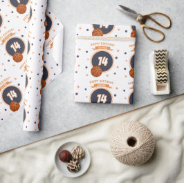 Papel De Presente Bola de Basquete Feliz Aniversário